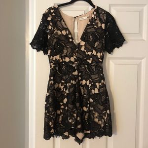 floral lace black romper
